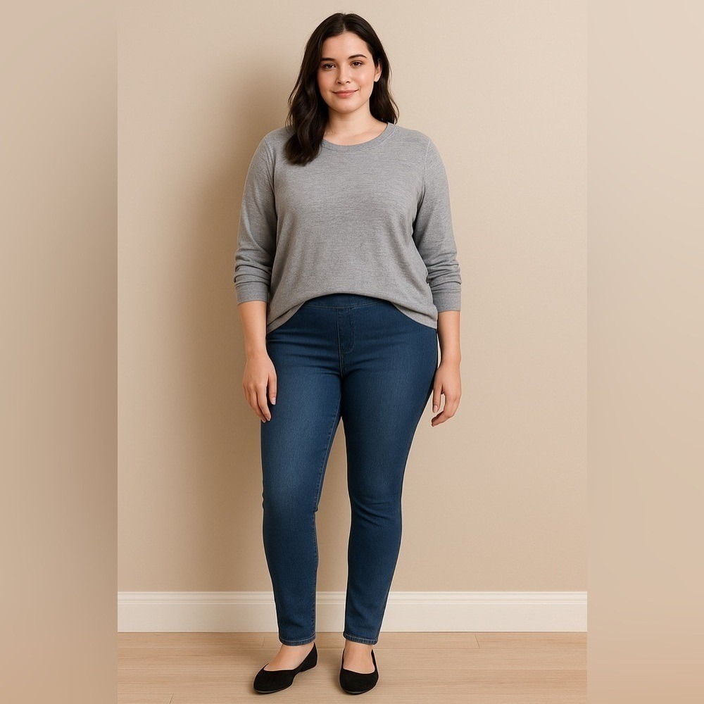 Soft‎ Surroundings Supremely Soft Pull On Jeans Large Petite Straight Leg Denim